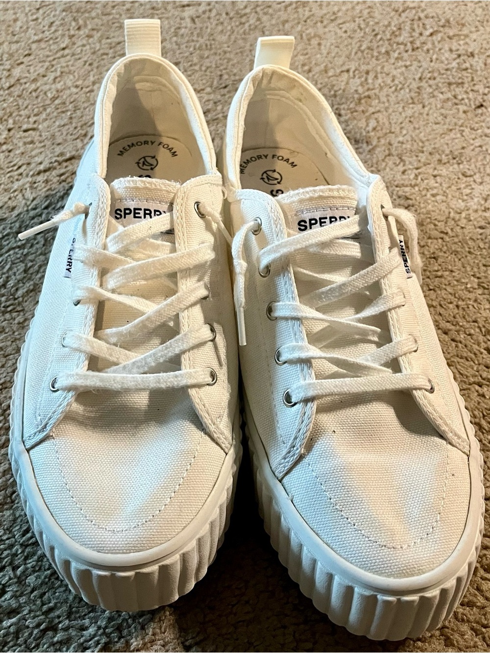 Sperry White Canvas Low-Top Lace-Up Sneakers